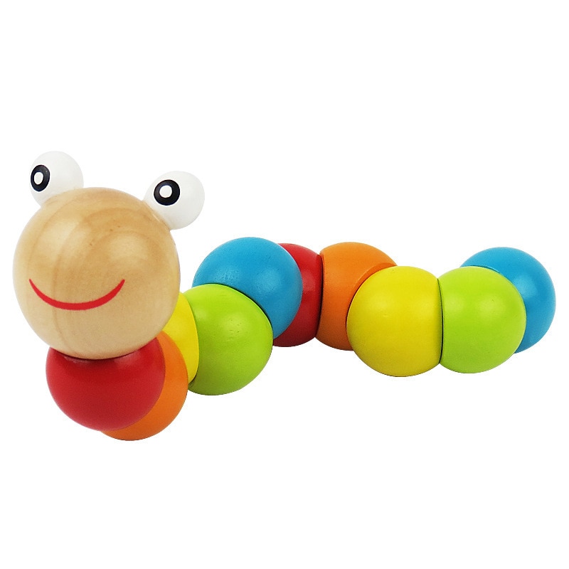 Simulated Wooden Twisted Caterpillar Puzzle Caterpillar Toy Colorful Color Cognitive Wood Children Early Education Toy