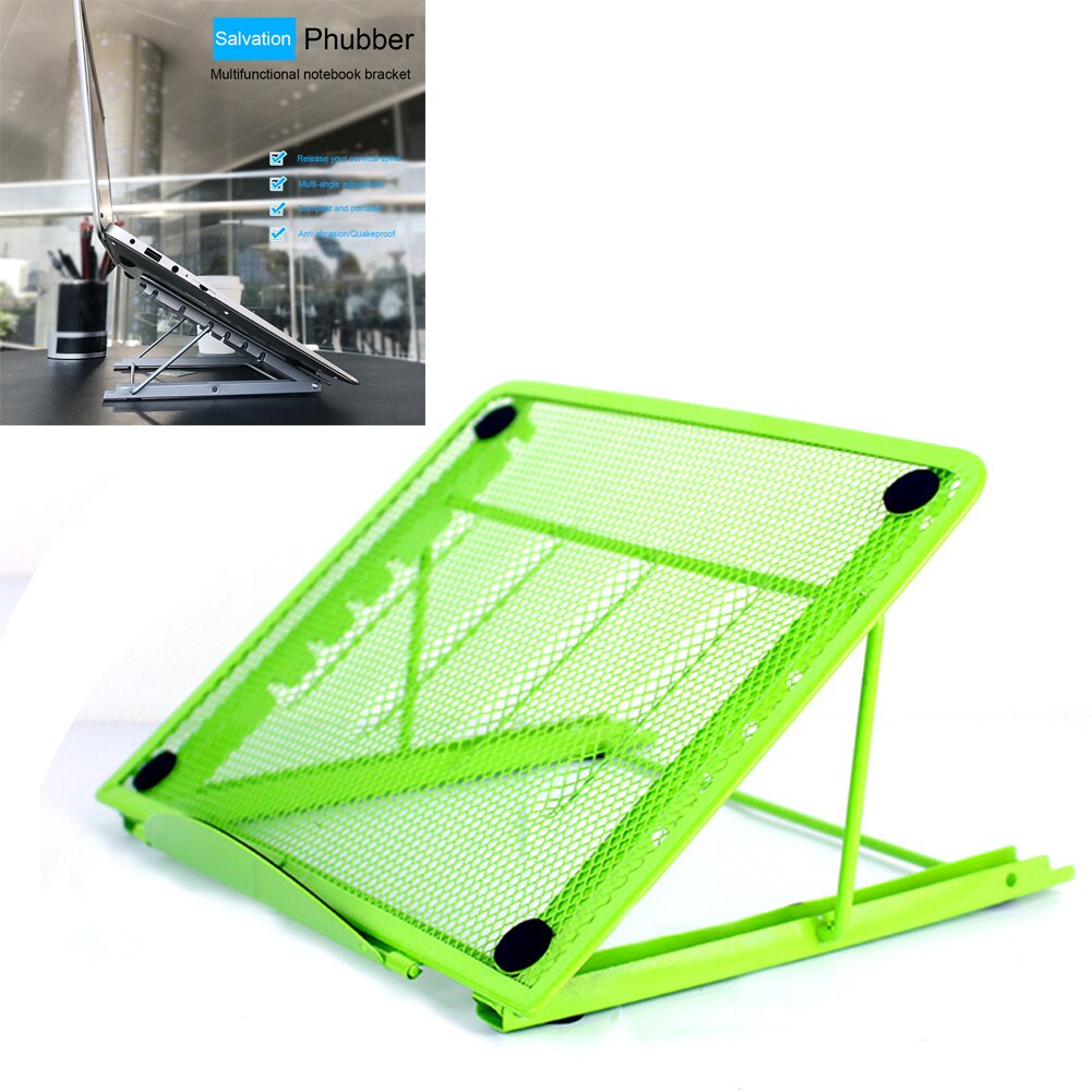 Draagbare Vouwen Cooling Mesh Beugel Desktop Kantoor Tablet Pad Lezen Stand Laptop Stand Non Slip Houder Mount Ondersteuning: green