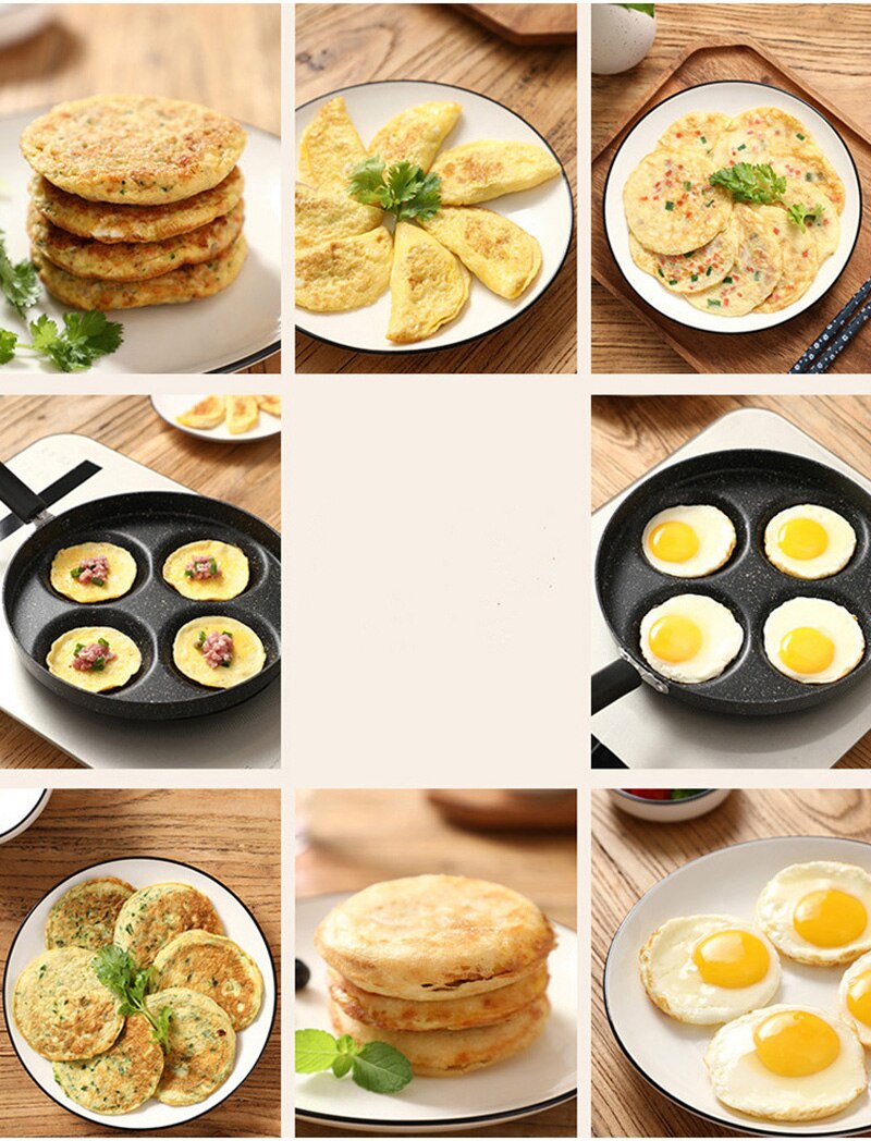 Vier-Gat Frituren Pot Verdikte Omelet Pan Non-stick Ei Pannenkoek Steak Pan Koken Ei Ham Pannen Ontbijt maker Voor Gasfornuis