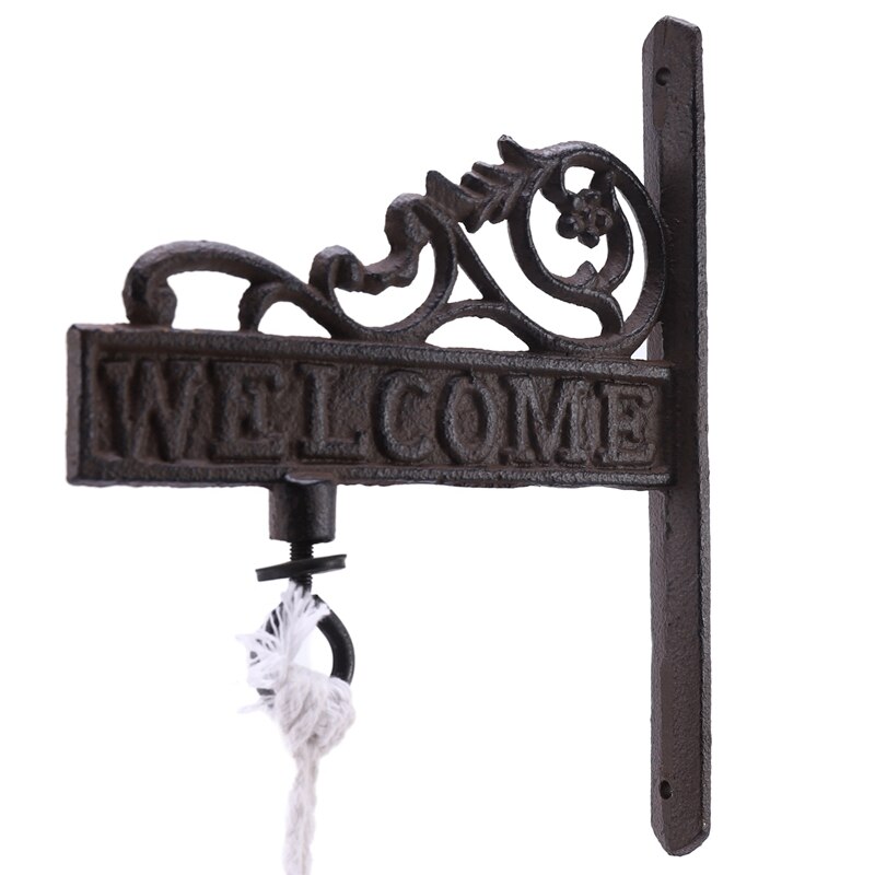 Cast Iron Wall Bell Rustic Style Manually Shaking Wall Hanging Doorbell Outdoor Wall Mounted Bell for Garden Patio