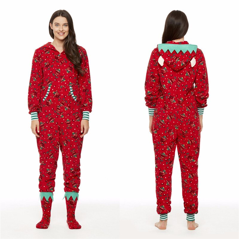 famille pyjamas ensemble noël papa maman bébé enfants à capuche imprimé combinaison noël Parent-enfant correspondant vêtements