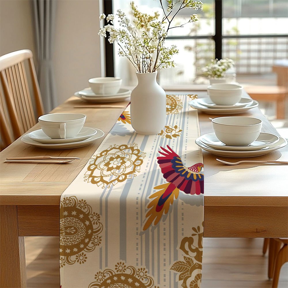 Bordlöpare med mandalamönster, indisk boho-dekor i paisley-stil, för kök och inomhusfester