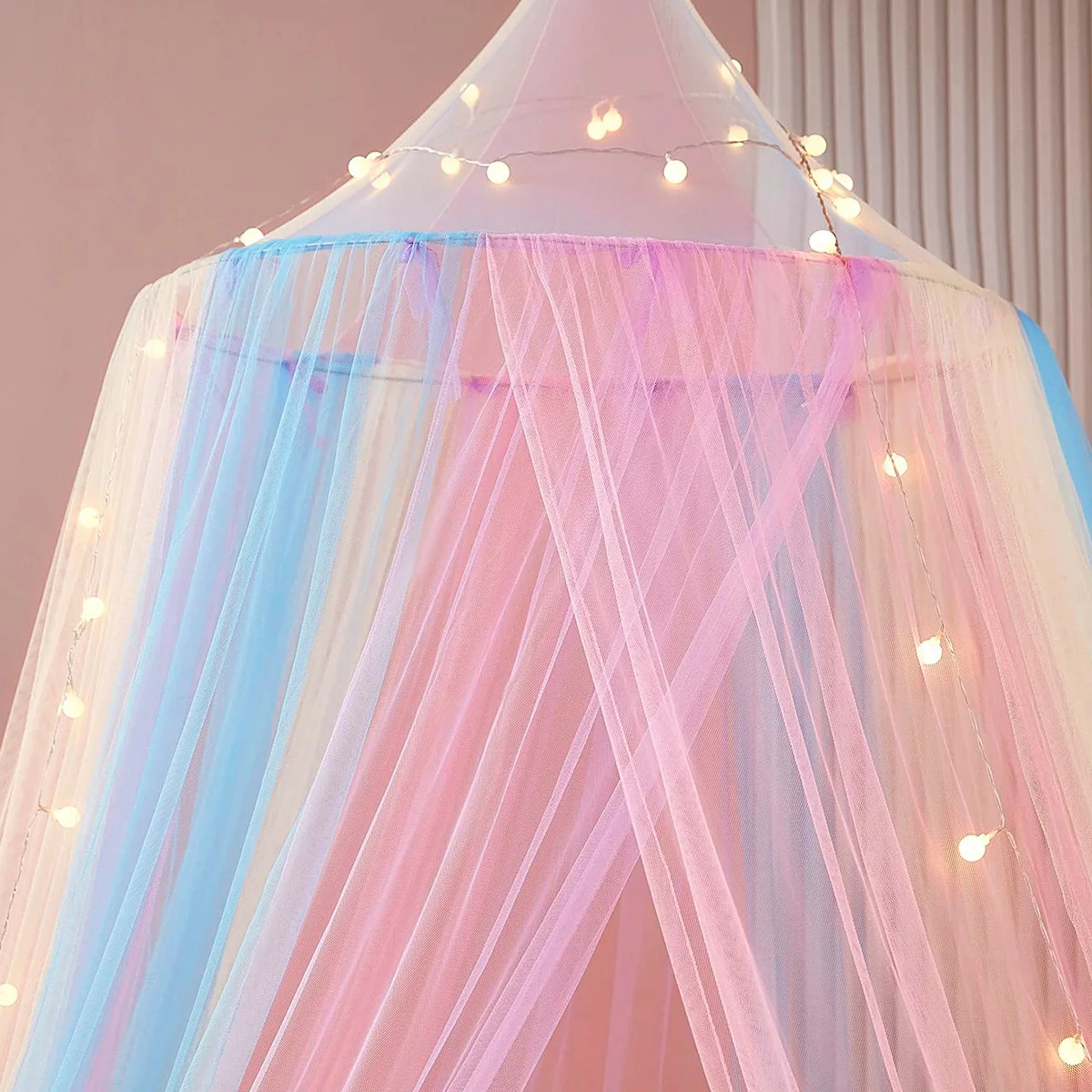 Rainbow Bed Canopy Polyester Mosquito Net Princess Bed Curtains from Ceiling Bedroom Decor for Girls