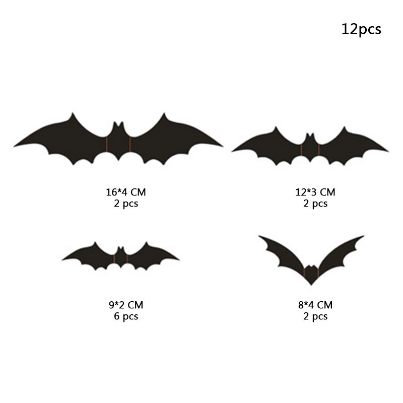 12pcs/set 3D Halloween Decoration Bat Decoration Wall Sticker DIY Room Wall Decals Home Party Decor for Halloween Wall Stickers: A