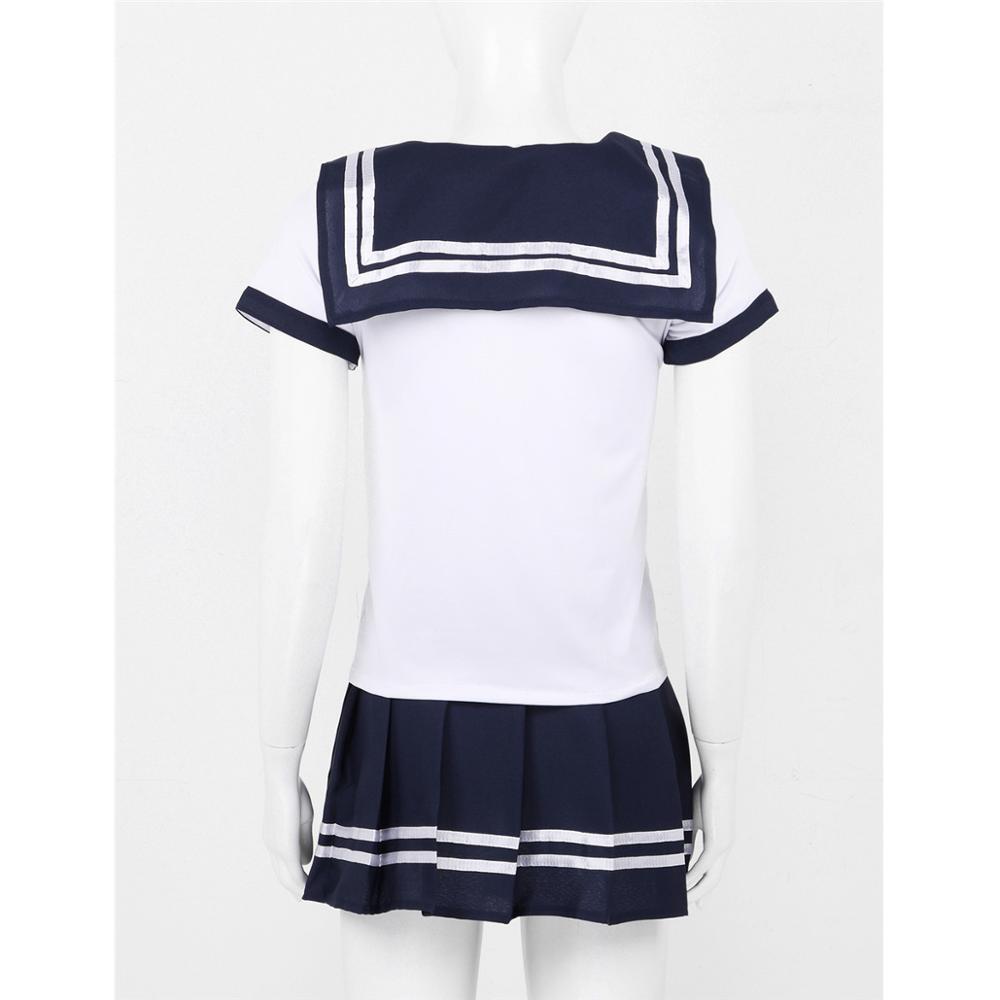 Disfraz de Cosplay para mujeres y adultos de 3 uds., uniforme de marinero, camiseta de manga corta con Falda plisada y corbata