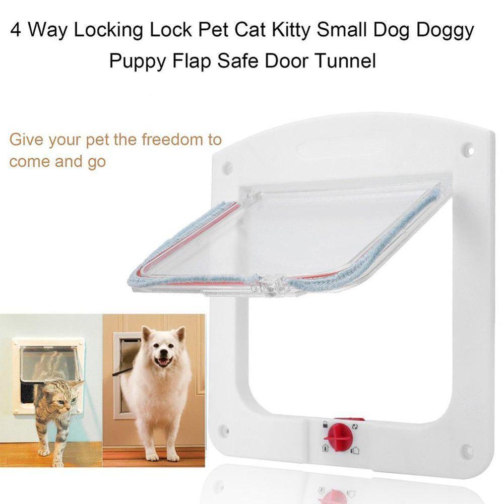 4 Way Afsluitbare Kat Deur Beveiliging Flap Deur Abs Plastic Dier Kleine Huisdieren Puppy Katten Honden Gate Deur Voor Huisdieren levert