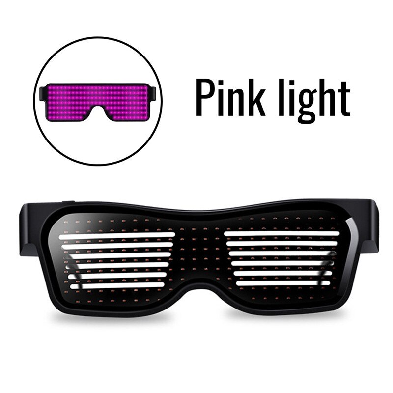 LED Panel Bluetooth Baseball Cap + Bluetooth LED Sunglass Mobile Phone APP Connection Wireless Dynamic Pattern Flashing Glasses: Pink