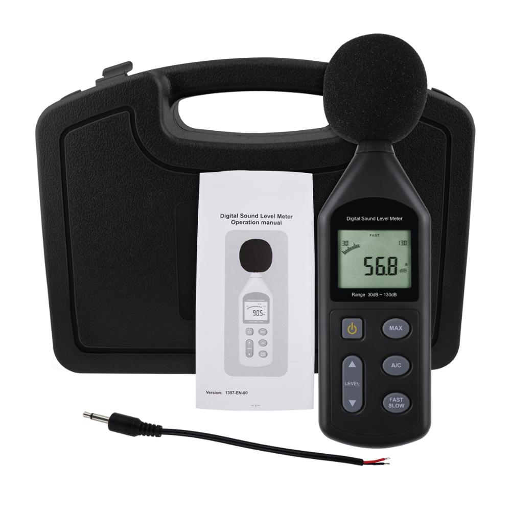 Digital Noise Level Meter Sound Tester 30~130dBA A / C Frequency Weighting Tool Pre-calibrated Volume Meter w/ Tripod Hole