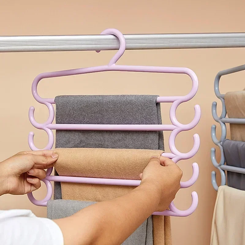 5 Lagen Kleerhangers Broek Broek Broek Hangers Handdoek Sjaals Rekken Kast Opslag Organisatoren Kleding Opslag Organisatie