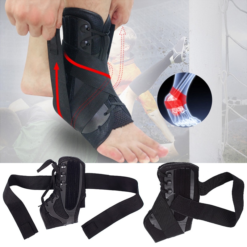 Enkelbrace Ondersteuning Stabilizer Sport Voetbal Compressie Verstelbare Lace Up Enkel Sokken Protector Orthese