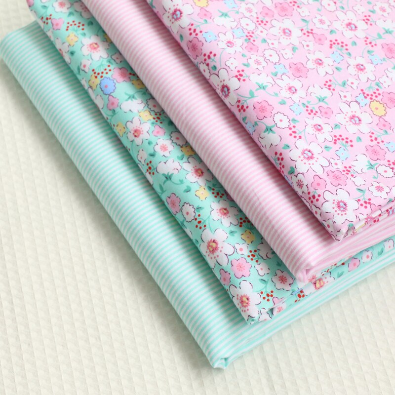 Tecidos de retalhos tecido de algodão o pano pelo metro tecido para costura para retalhos pequenos florais rosa verde 50*160 liso