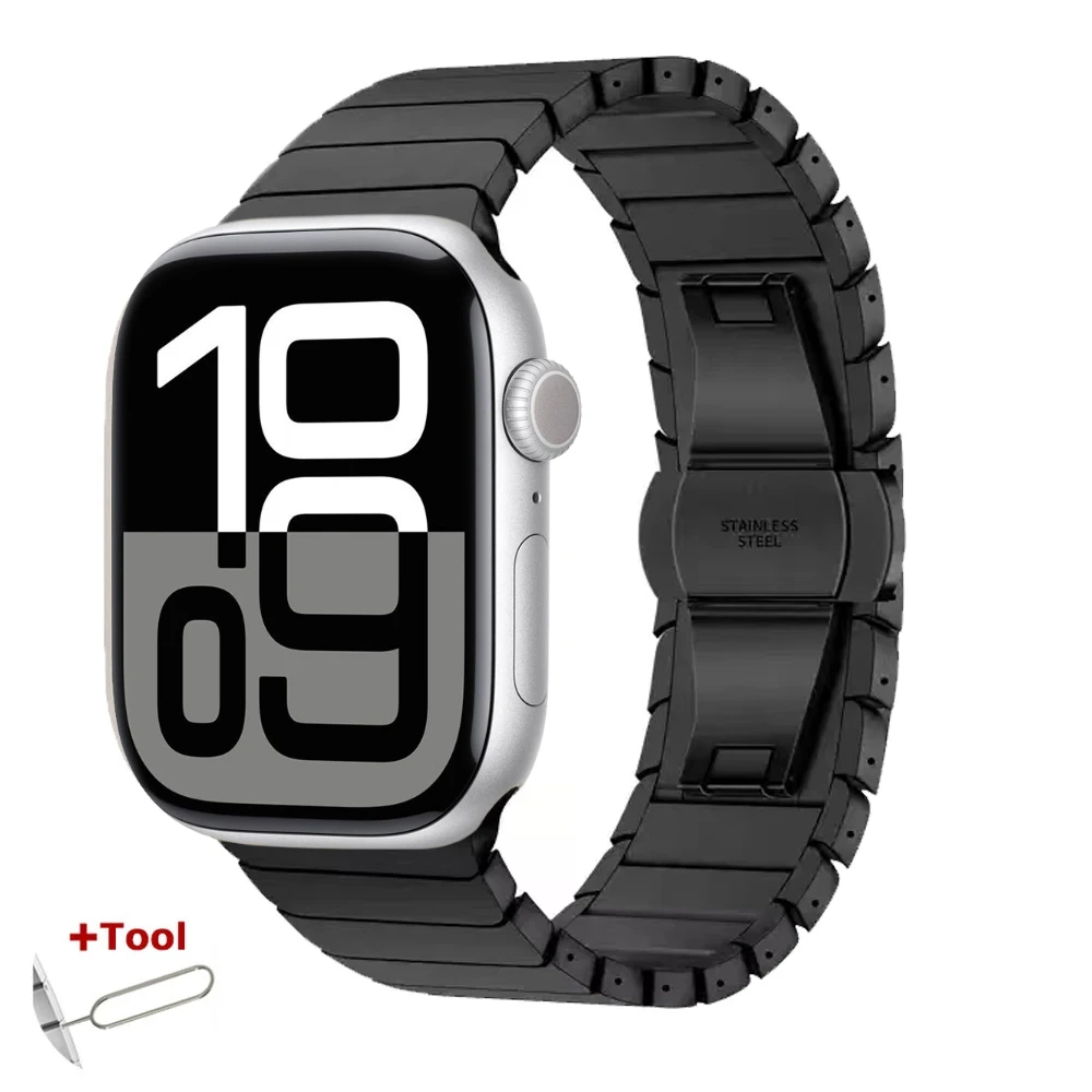 Metallinen ranneke apple watch 10 46mm 42mm ultra 49mm 9 8 7 45mm 41mm -rannekkeelle, kellonranneke iwatch series 6 5 4 se 44mm 40mm -mallille: Musta keltainen / 12mm