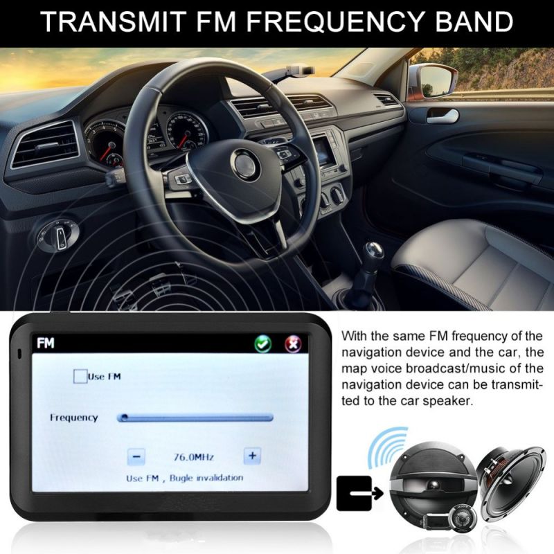 5 Inch Vehicle GPS Navigation Car GPS Navigator FM Transmitter 8GB ROM 256 MB RAM Multiple Languages Dual Navigation System *