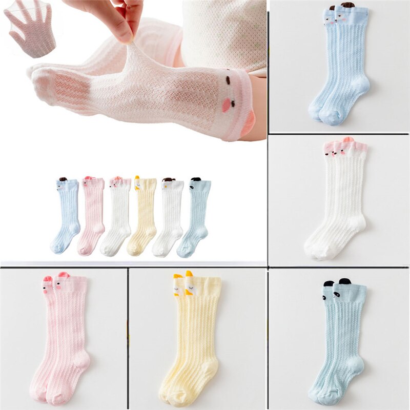 2x Baby Boy Girl Lovely Cotton Socks Cute Cotton Baby Socks Anti-Slip Infant Knee High Socks Newborn Cute Baby Socks