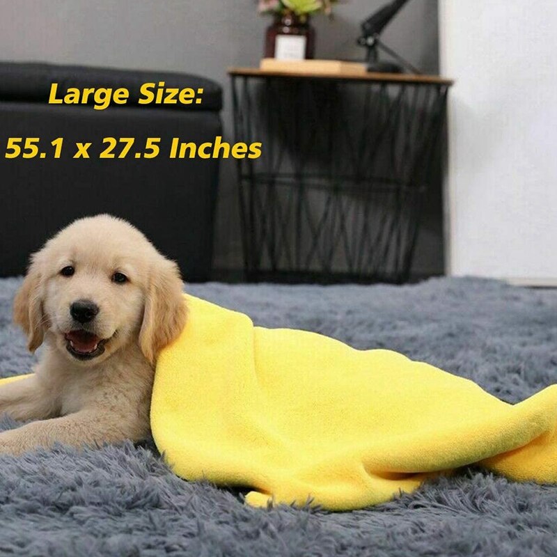 Dog Towel - Super Absorbent Microfiber Pet Drying Towel for Small, Medium, Large Dogs & Cats - Yellow & Gray