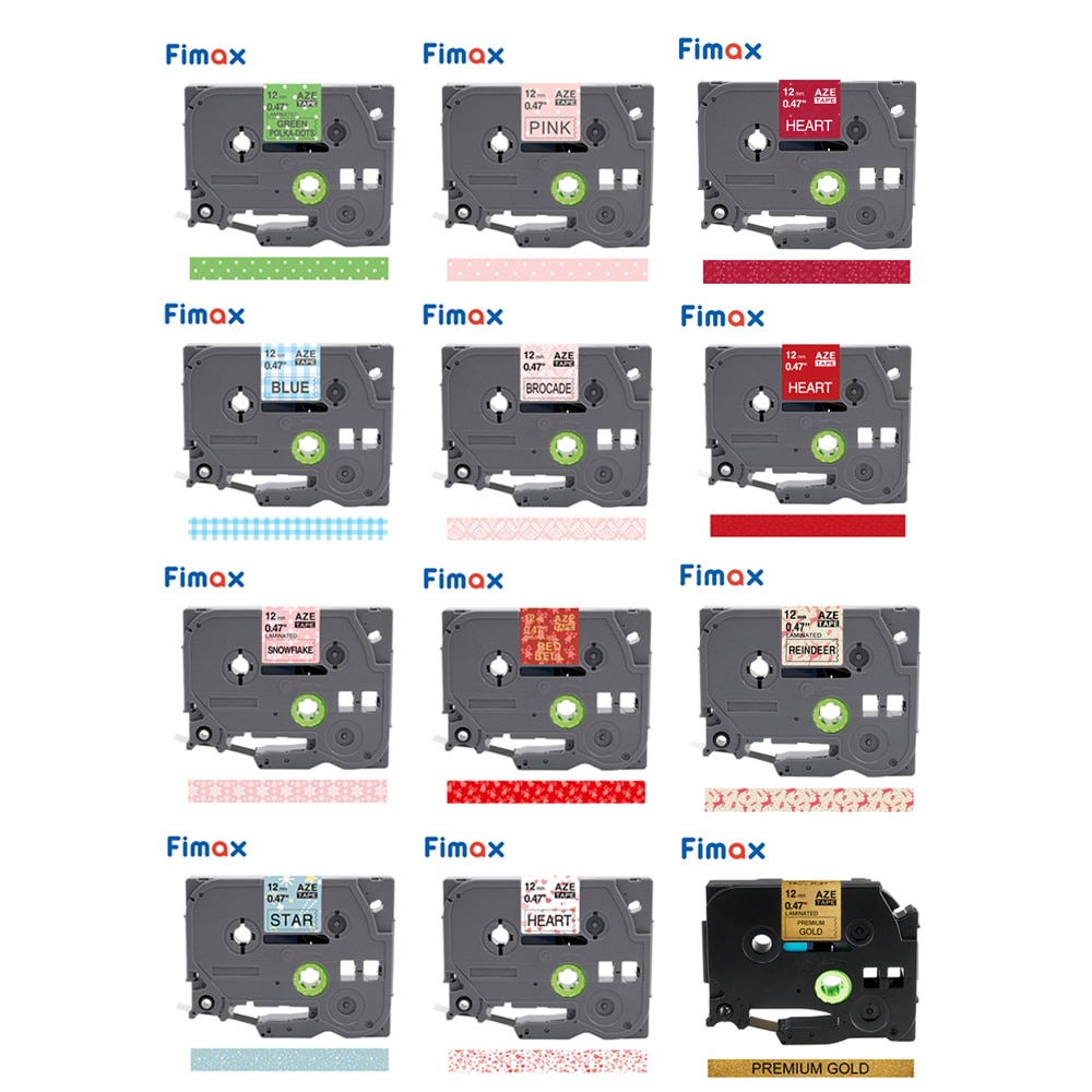 Fimax 31 Colors tze231 Tze-131 Pattern Tapes 12mm Compatible for Brother P-touch Printer tze tape Tze-231 label Ribbons