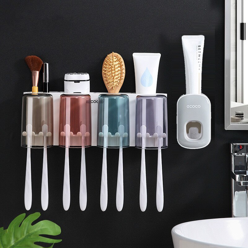 Porte-brosse à dents, support mural de toilette, gobelet de bain de bouche non perforé, ensemble de cylindres dentaires, style: 2
