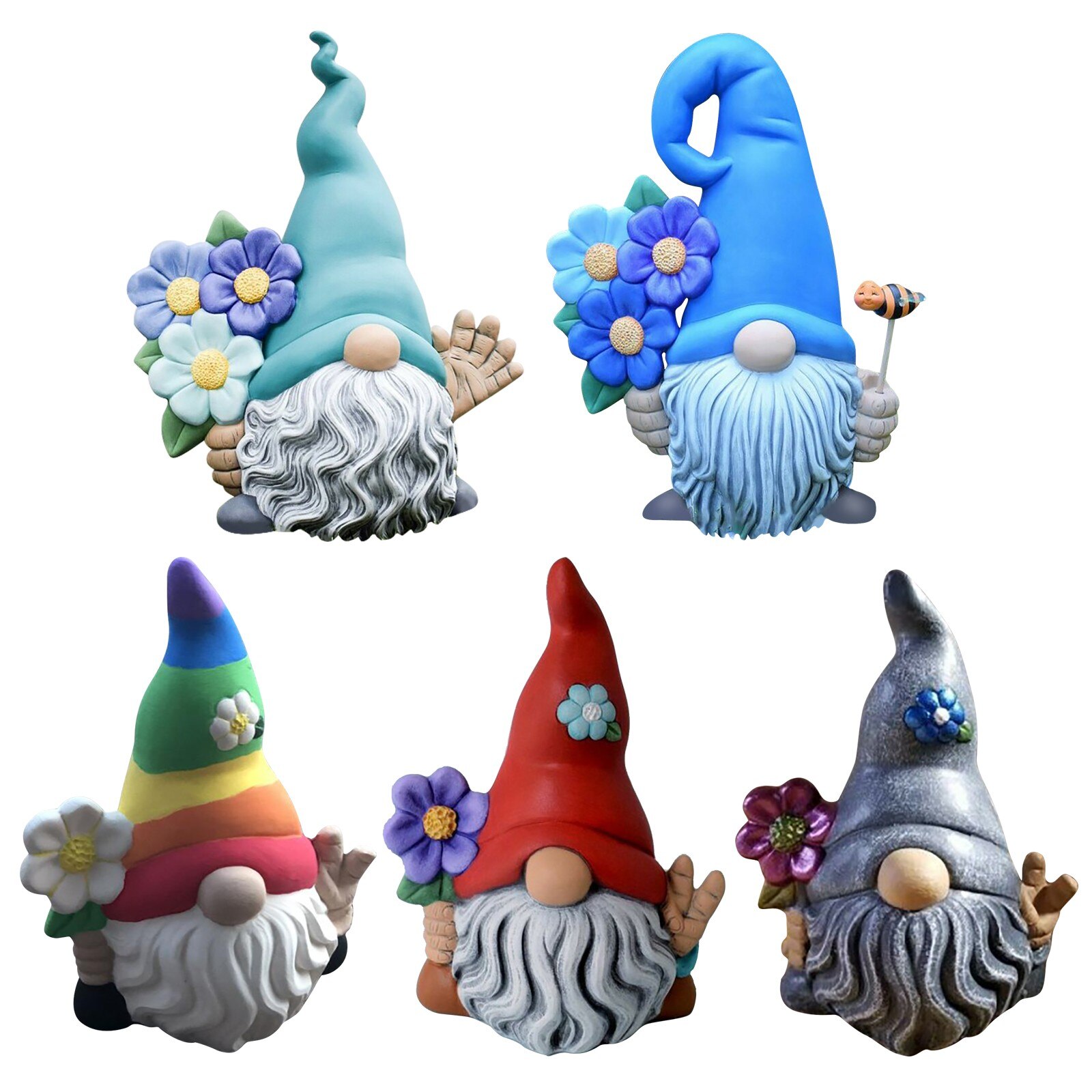 Fairy Garden Tiny Gnomes Statue Garden Courtyard Magic Garden Gnome Resin Statue Collectible Figurines Miniature Gardening Gnome