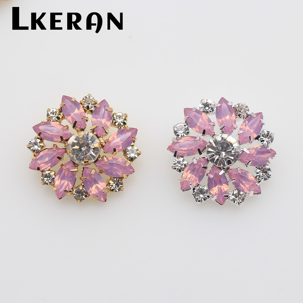 Boutons en résine de protéine cristal strass 28mm, 5 pièces, bouton à tige de fleur bricolage métal couture accessoires décoratifs pour vêtements