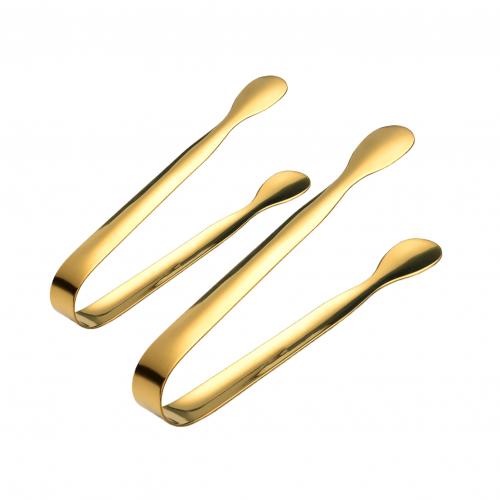 2Pcs Stainless Steel Ice Cube Sugar Tongs for Tea Party Coffee Bar Food Serving: Golden