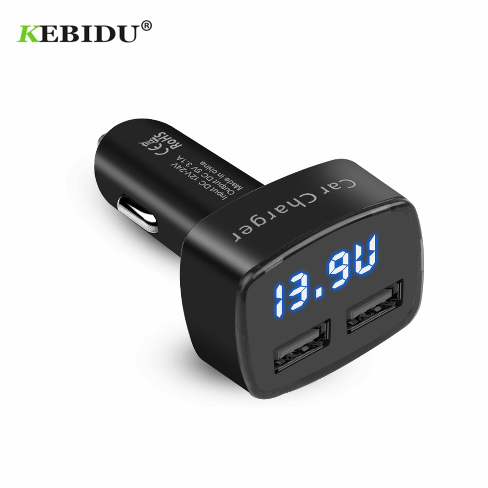 KEBIDU doppio USB Caricabatteria Da auto Tensione/temperatura/Corrente del tester del tester Schermo LCD Blu Corto Circuito di Protezione Schermo Digitale