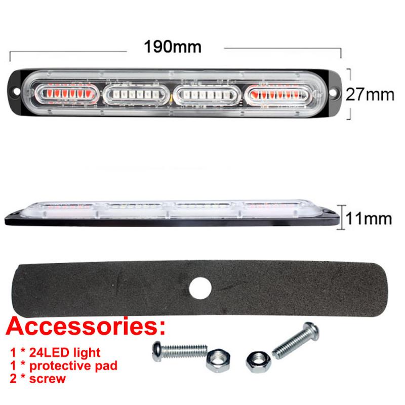 Voiture camion clignotant d'urgence tableau de bord stroboscopique voyant d'avertissement jour en cours d'exécution Flash Police lumières 24 barre de Led Modes clignotants 12V hors route