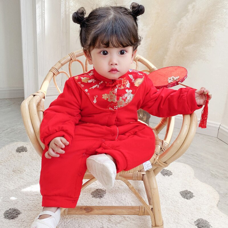 Chinese Stijl Van Kids 'Kleding Winter Baby Jongens En Meisjes Jumpsuit Gelukkig Nieuwjaar