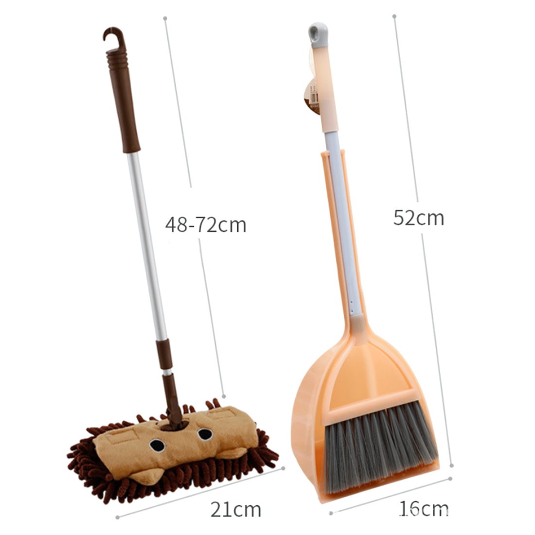 Kit d'outils de nettoyage de ménage pour enfants avec balai de vadrouille pelle à poussière dessin animé jouet pour enfants jeu de nettoyage jouets-jaune citron + vert