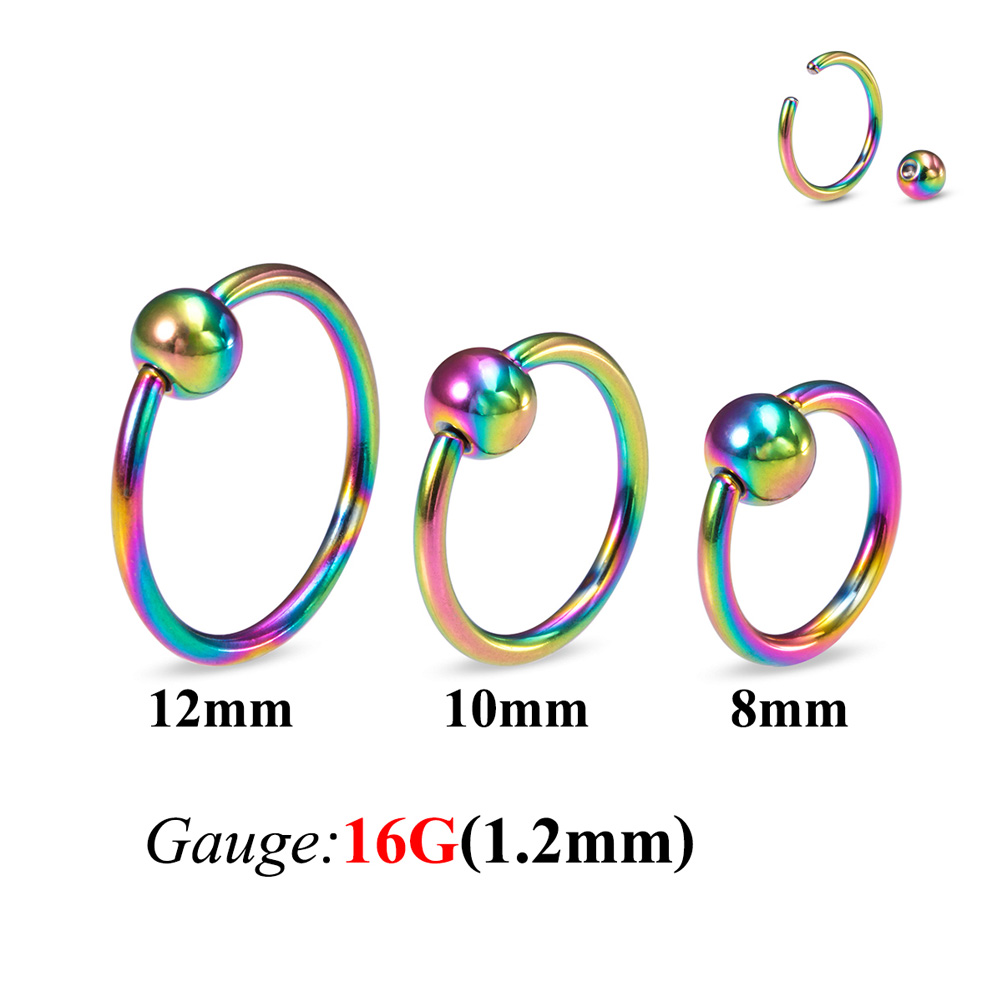 3PCS 16G Surgical Steel Ear Septum Piercing Nose Ring Ball BCR Piercings CBR Helix Tragus Labret Rings Piercings Body Jewelry: Rhodium Plated