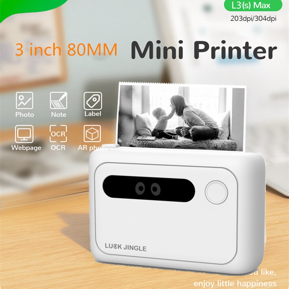 80mm Mini Portable Photo Printer thermal bluetooth wireless photo label Pocket Thermal Printer with Free application