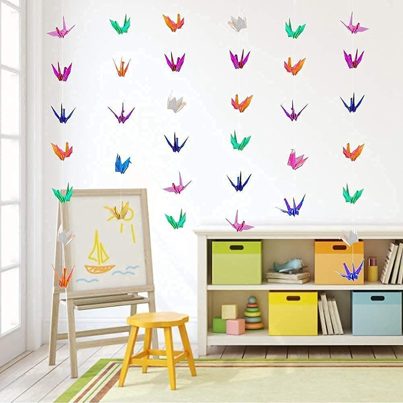 20P Glitter Origami Paper Cranes Folded Paper Cranes Birds DIY Wedding Birthday Party Backdrop Children Home Decoration Supplies