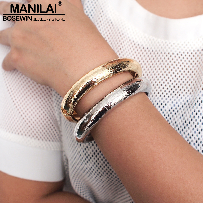 Manilai Lichtmetalen Verklaring Manchet Armbanden Armbanden Vrouwen Punk Metalen Sieraden Armband Manchette Femme