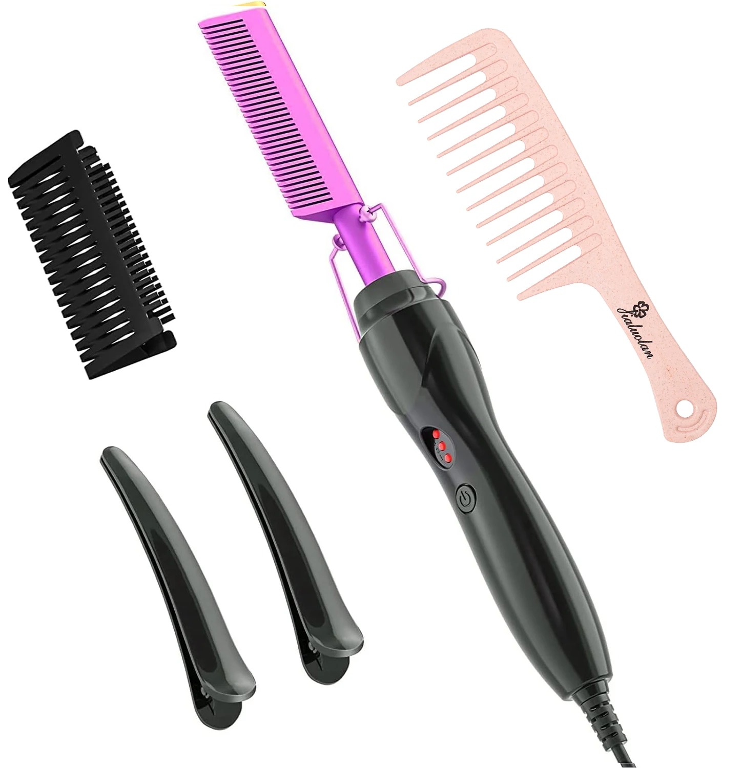 UNTIOR Dry And Wet Straight Hair Curling Copper Comb Bangs Straight Hair Electric Heating Curling Comb Hair Comb: WHITE / EU
