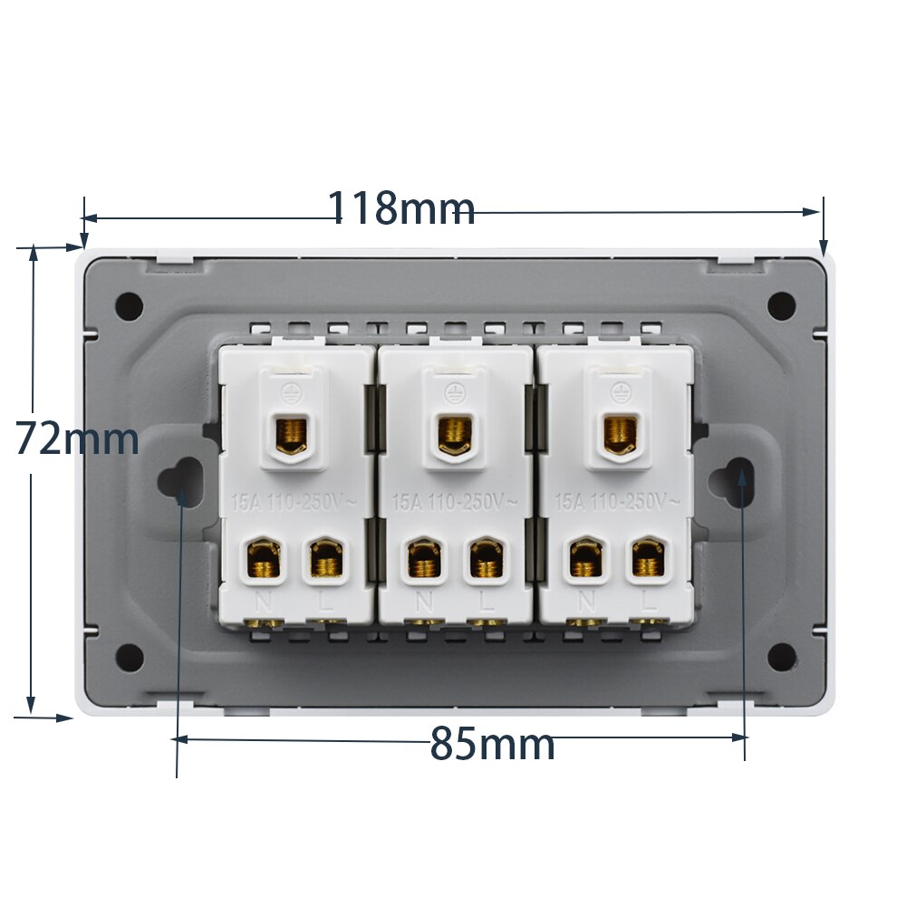 Elektrisk stikkontakt, dobbelt / tredobbelt 2/3- polet glasspaneluttak, plater oss modulær montert dobbelt usb-portadapter