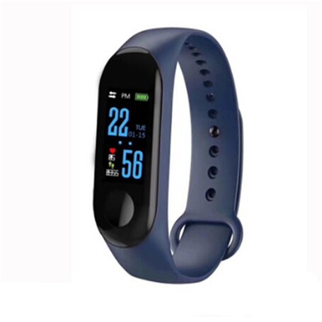 Pulseira inteligente m3, pulseira monitor de pressão arterial, frequência cardíaca, pulseira smart, monitoramento de atividades esportivas, oled, para smartphones ios e android: Azul