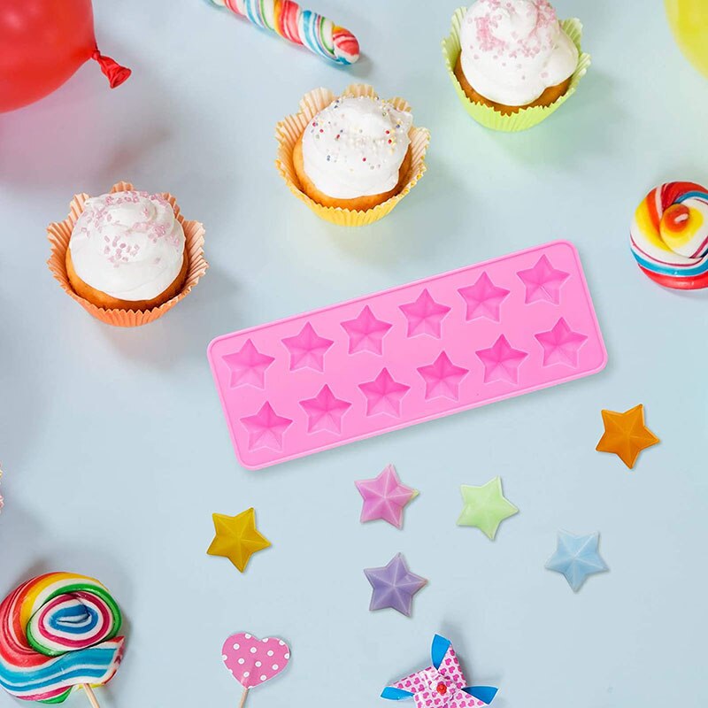 12Cavity Star Shaped Chocolate Molds 3.5cm Five-Pointed Star Mold Fondant Molds for Chocolate Candy Ice Cube Cake Decoration