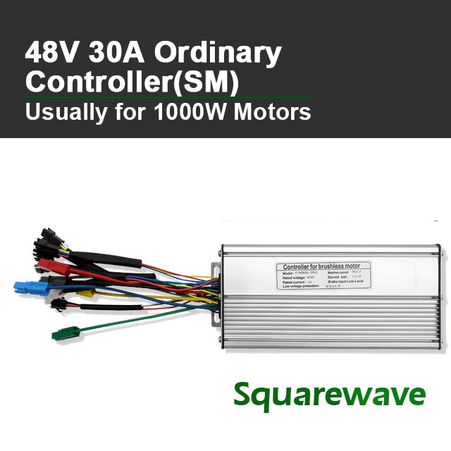 KT Controller 36V 48V 250W 350W 500W 750W 1000W 1500W Waterproof Brushless Electric Bicycle Controller with Light Function: 30A SM Squarewave
