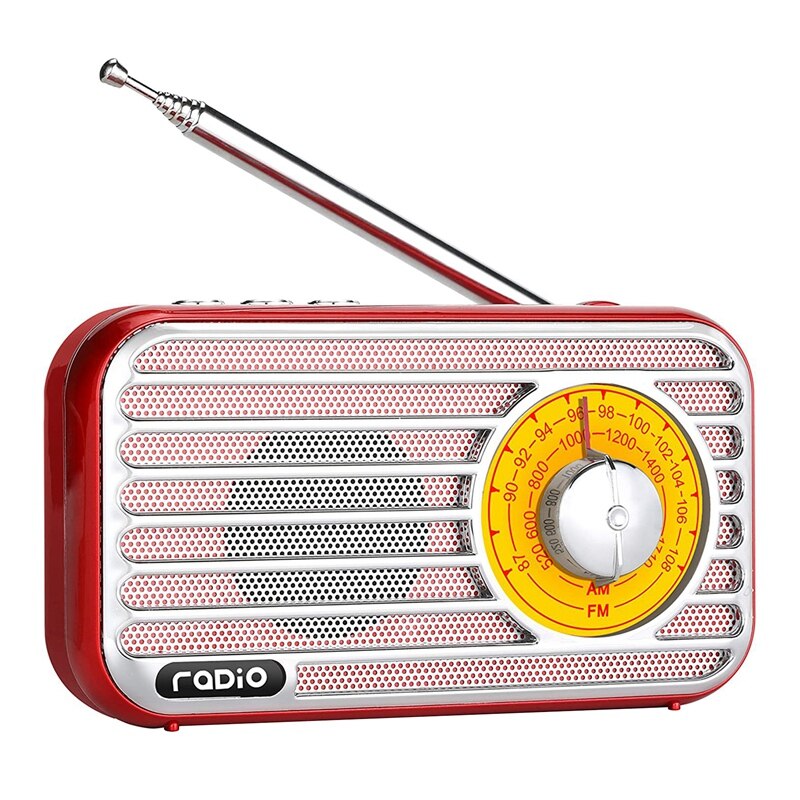 -Retro Radio AM / FM Portable Radio Has The Best Reception The Headphone Jack For Jogging Walking And Travel: Red