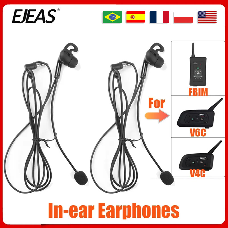 2 Stuks Ejeas Scheidsrechter In-Ear Oortelefoon 3.5Mm Audio Ronde Plug Interface Voor Fbim V4c Plus V6c Pro Rechter Oor Intercom Headset