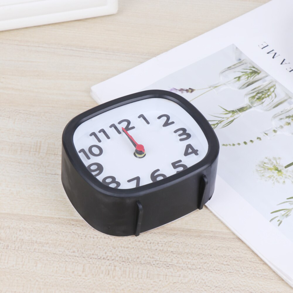Simple Square Plastic Alarm Clock Small Desktop Clock Luminous Hour and Minute Hand Kids Alarm Clock Without Battery (Black)