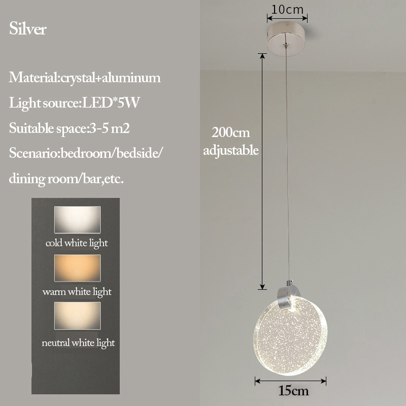Bedside Crystal Pendant Lights Nordic LED Living Dining Room Bedroom Indoor Hanging Lamp Home Decor Lustres Suspension Luminaire: green