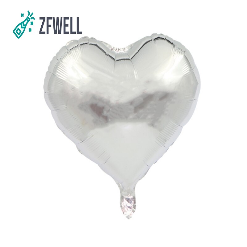 Zfwell 5 stk/parti 18- tommer hjerteformet aluminiumsballong brudekjole layout kjærlighetsballong valentinsdag festscene dekorasjon .9: Sølv