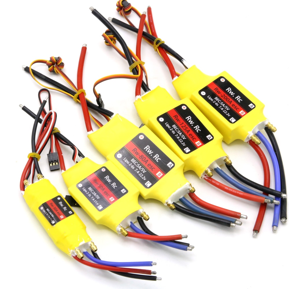 RC ESC - 30A/50A/80A/100A/200A - 5V/3A UBEC - Brushless Speed Controller for RC Boats & Airplanes