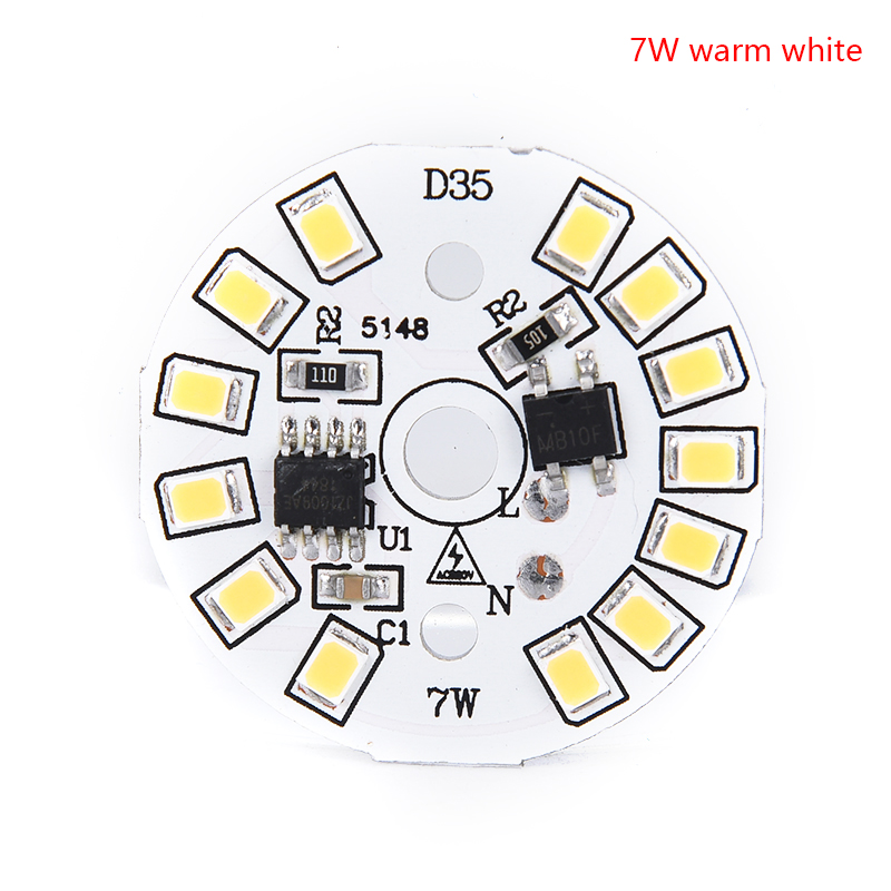 220v led lamp patch lamp smd plaat ronde module lichtbronplaat voor gloeilamp: 7w warm wit