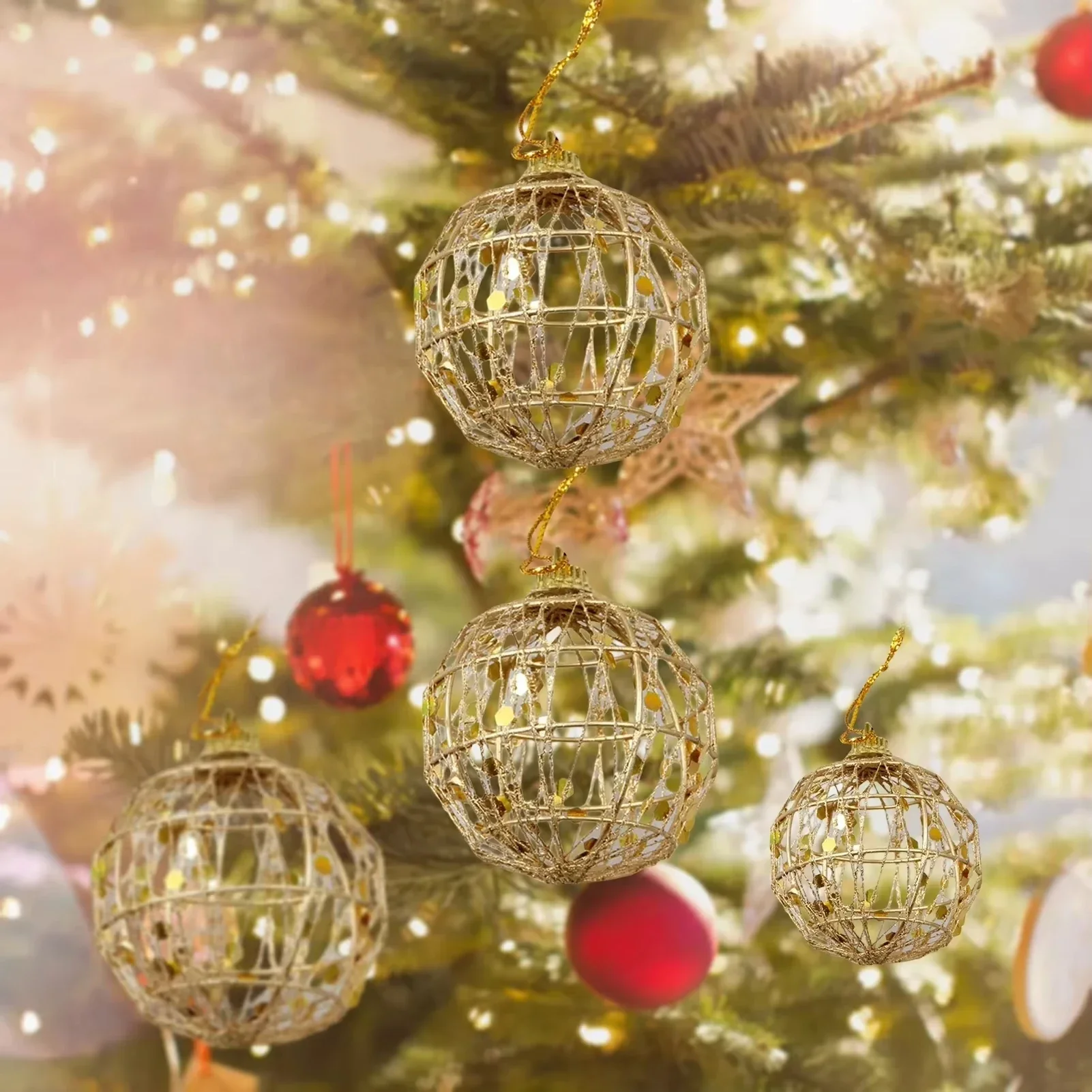 6-12 Stuks Kerst Kerstboom Gouden Bal Kerstballen Opknoping Party Ornament Decoratie Navidad Gouden Stofde Kerst Bal met Schalen