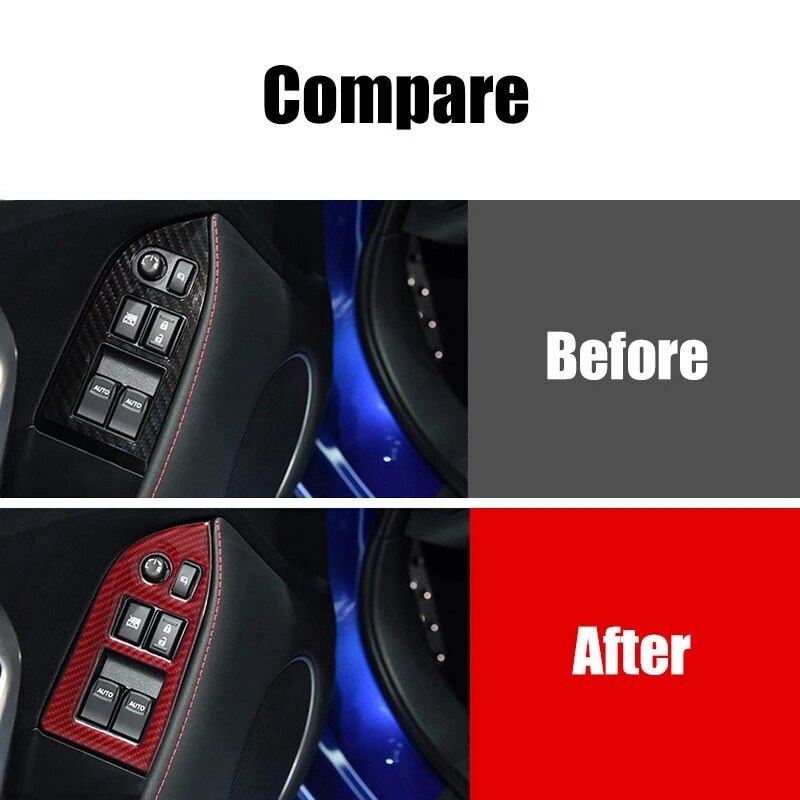 Carbon Fiber Small Panel Trim Stickers Window Lifter Control Outdoor Parts Car Accessories for Subaru BRZ 86 13-17 RHD
