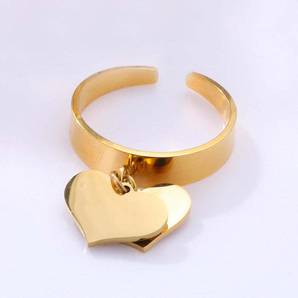 Nieuwkomers Dubbel Hart Liefde Rvs Ringen Goud Zilveren Bruiloft Engagement Charm Ringen Sieraden Party