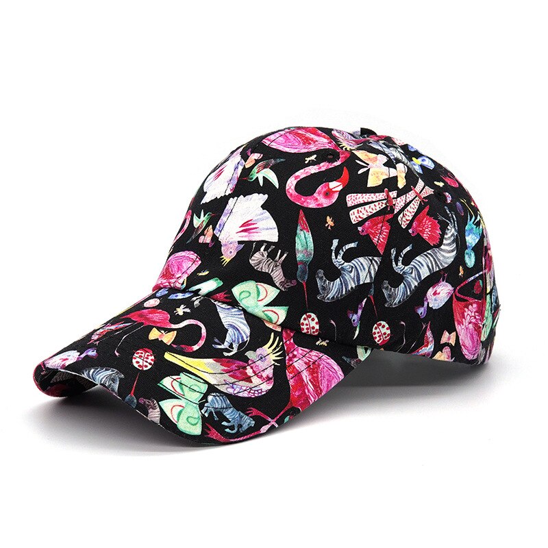 Unisex Casual Flamingo Zebra Baseball Cap Verstelbare Snapback Hoeden Voor Vrouwen Mannen Hiphop Trucker Cap Streetwear Vader Hoed: Black