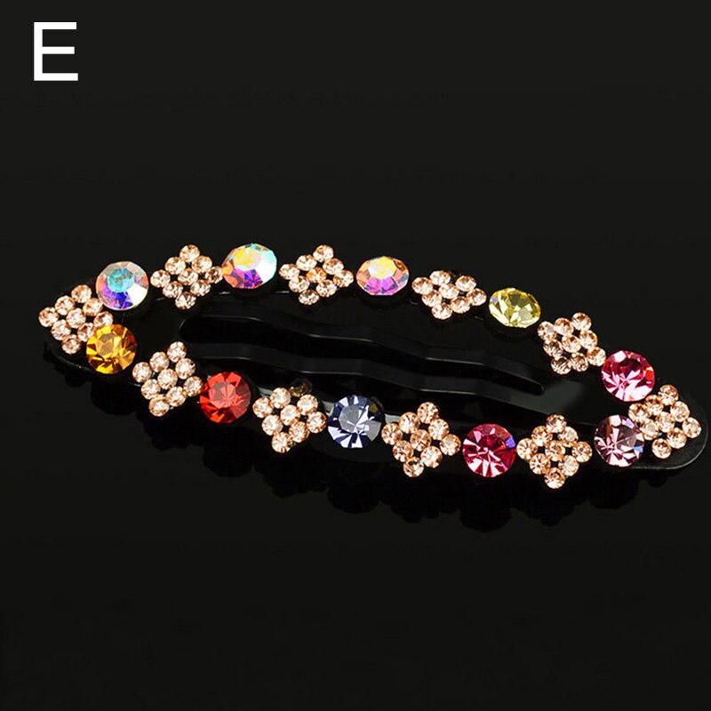 Moda kobiety błyszczący kryształ górski spinki Barrettes dziewczyna śliczne geometryczne spinki do włosów koraliki Hairgrip akcesoria do włosów: E