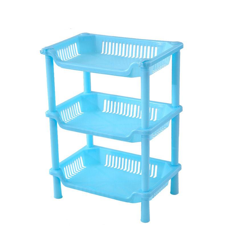 3 Tier Plastic Storage Rack Organizer Shelf Tower Utility Cart Basket For Kitchen Laundry Room Bathroom Office Home: Square Blue